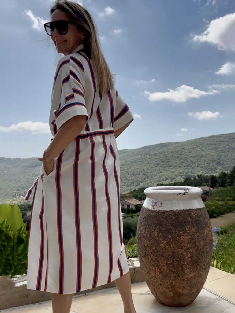 ASSIO Blue Red Stripe Dress Oversized