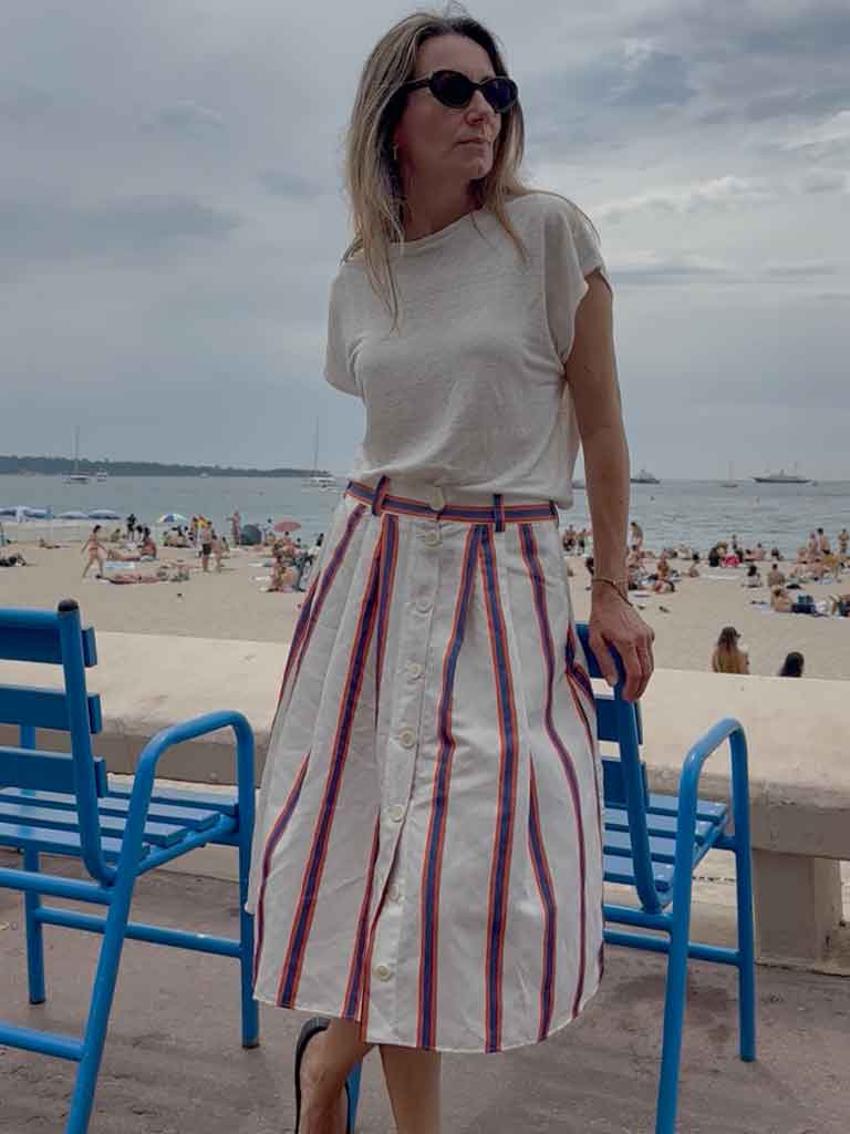 ETNA Retro Blue Red Stripe Skirt