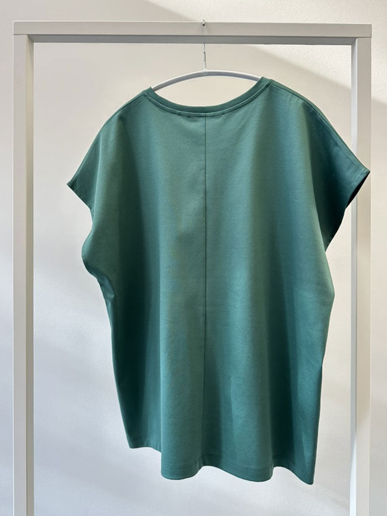 Grøn Kortærmet T-shirt i merceriseret bomuld med boxy fit – OVIO TEE