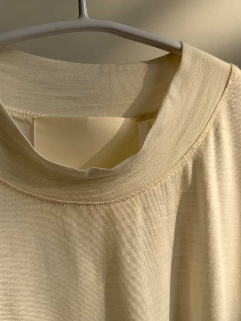 Ecru Wool Long Sleeve Top with High Neck – ALANIS