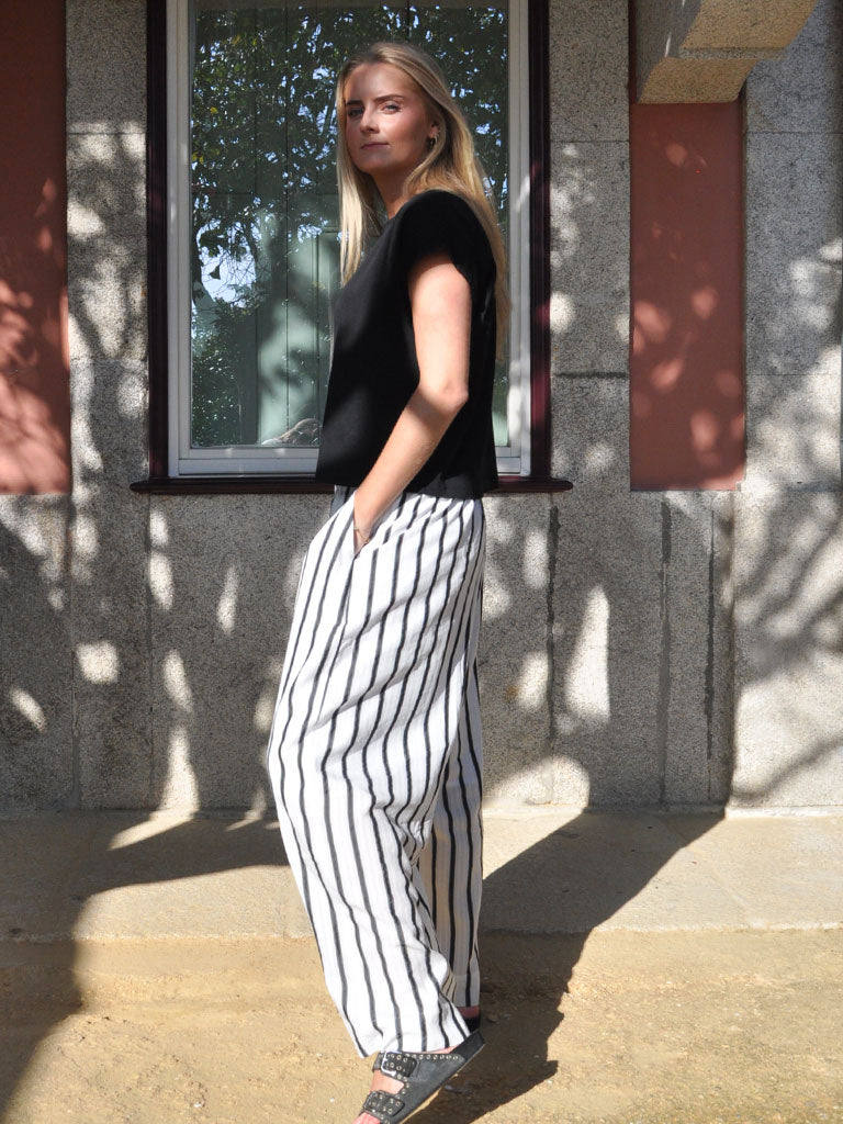 ALEA BLACK STRIPE PANTS