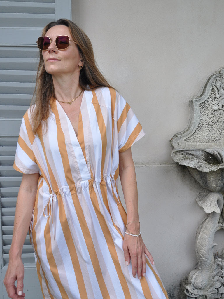 AMBER ORANGE STRIPE DRESS