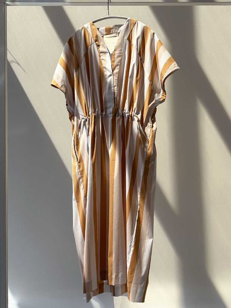 Amber Dress with Stripes in Orange and White