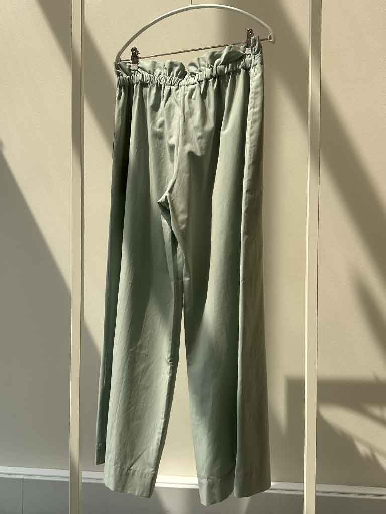 AMIIS Pants – Loose Pants in Teal Blue with Vintage Texture