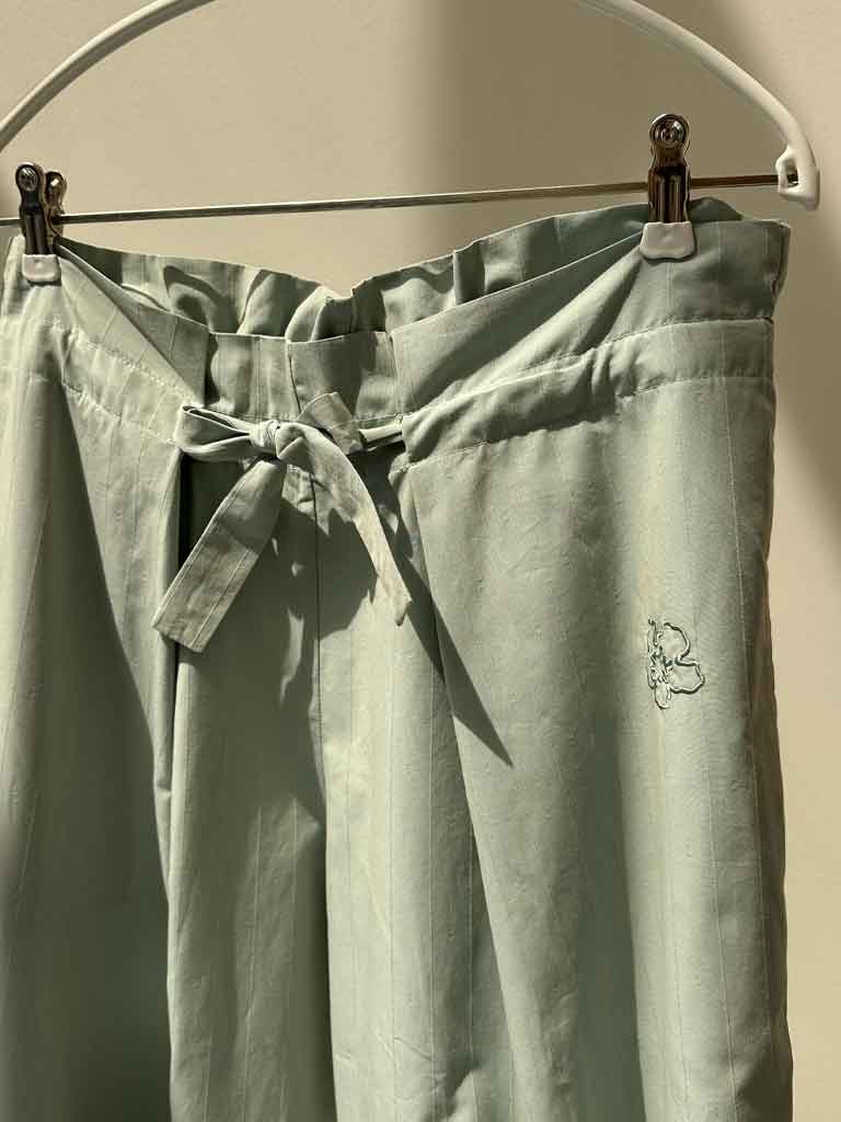 AMIIS Pants – Loose Pants in Teal Blue with Vintage Texture