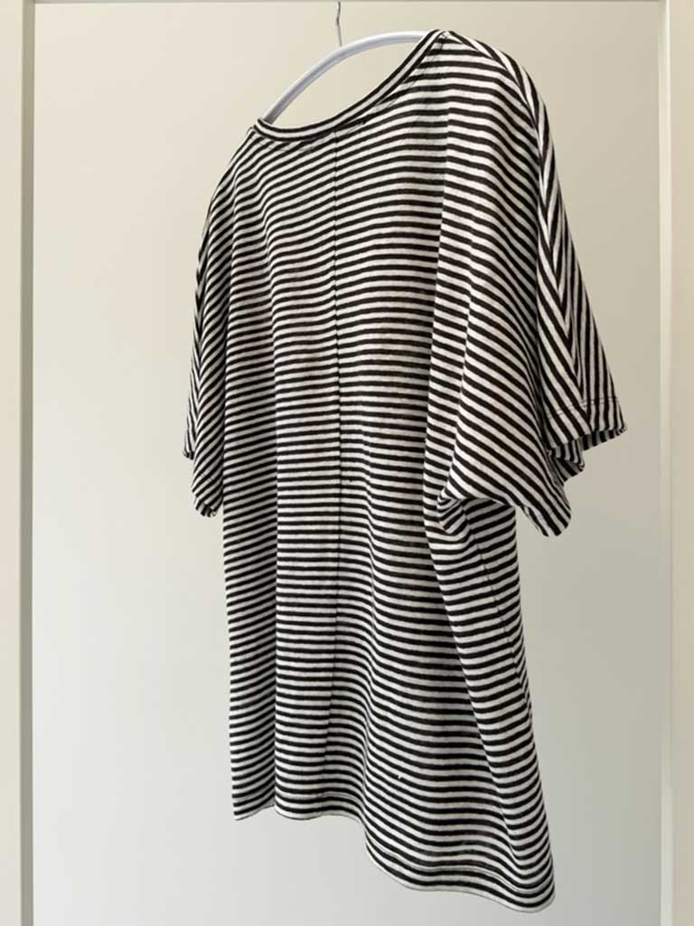 Striped Linen Tee in Brown with Relaxed Fit – AVIO TEE