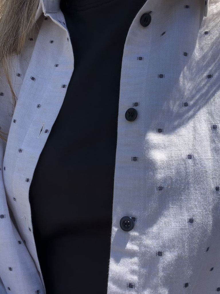 Oversized Shirt Jacket in Cotton Linen with Woven Texture – BROOKLIN PJ SHIRT