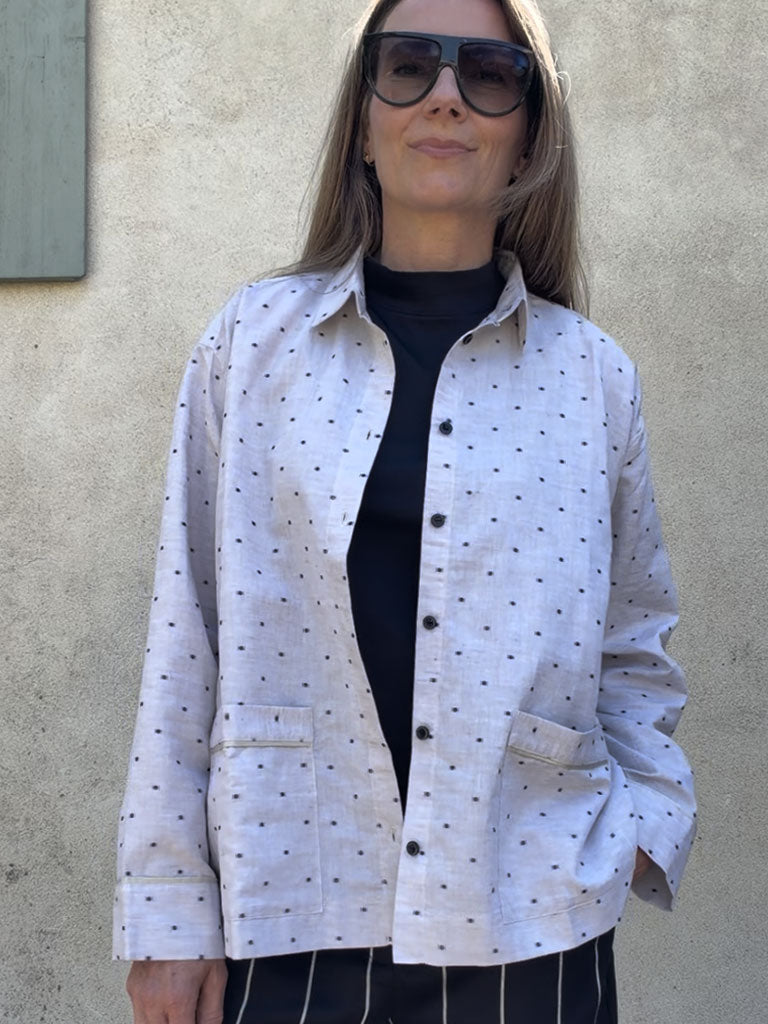 Oversized Shirt Jacket in Cotton Linen with Woven Texture – BROOKLIN PJ SHIRT