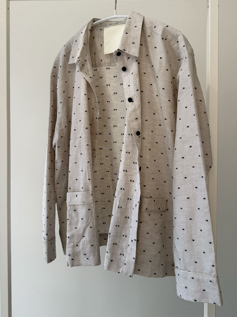 Oversized Shirt Jacket in Cotton Linen with Woven Texture – BROOKLIN PJ SHIRT