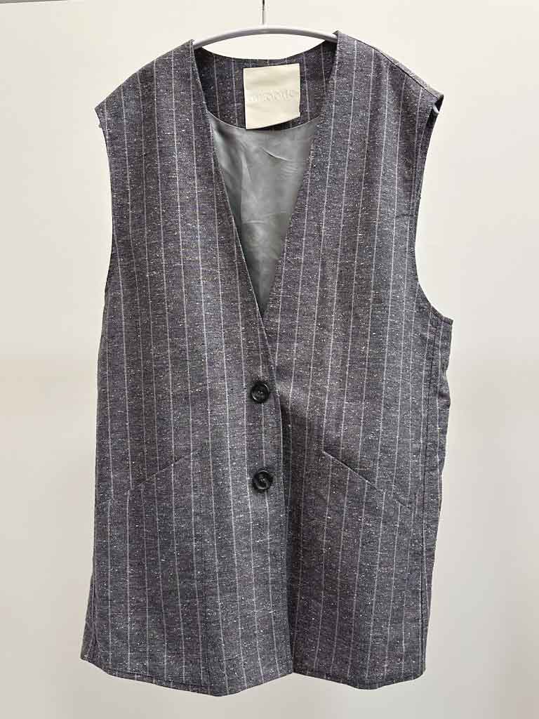 Grey Mélange Pinstripe Vest – ETNA PINSTRIPE VEST