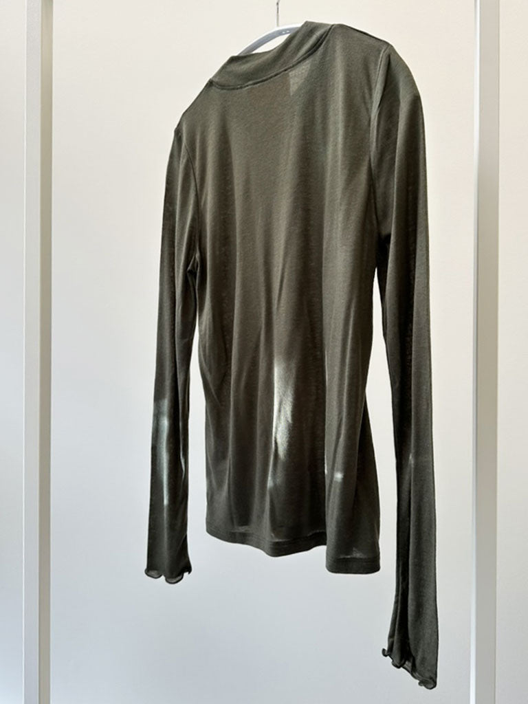 Grøn langærmet top i Tencel/uld-blend - ALANIS