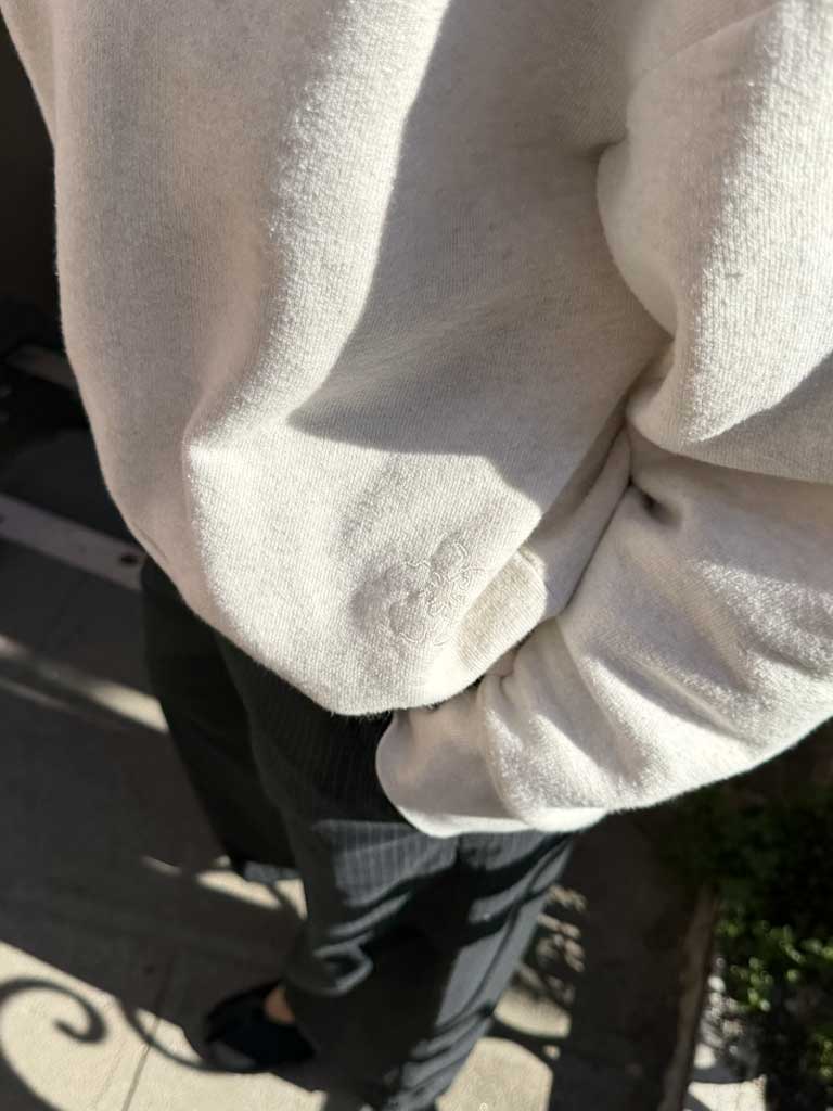 LEENA V-Hals Fleece Sweatshirt – Beige Melange