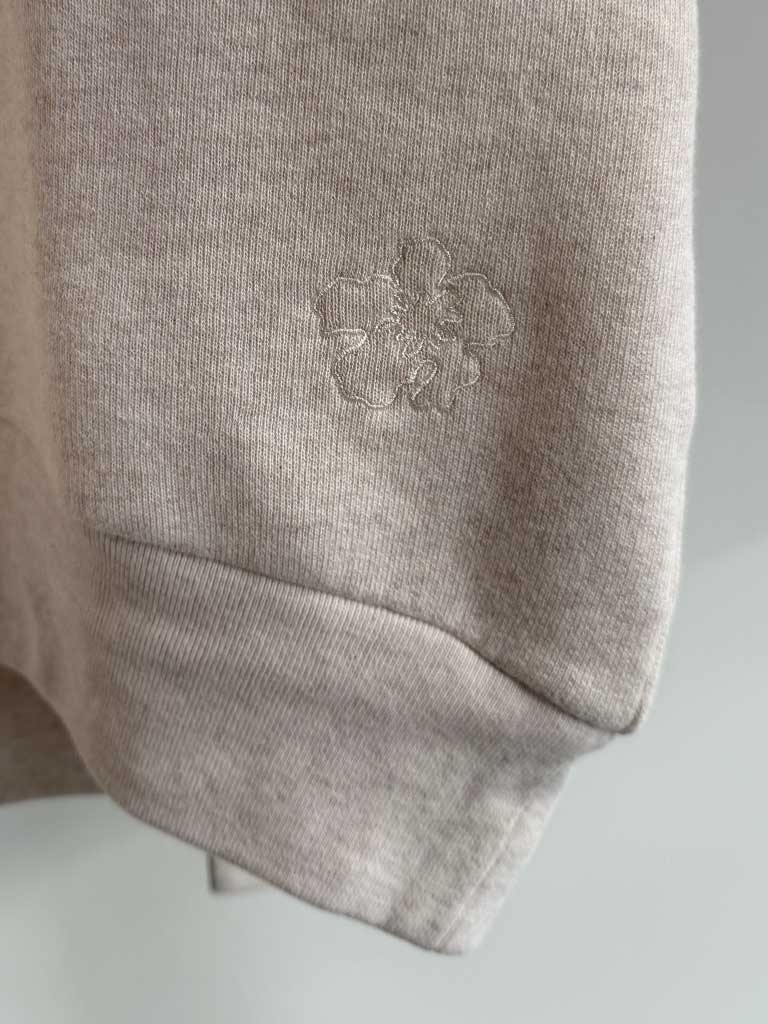 LEENA V-Hals Fleece Sweatshirt – Beige Melange