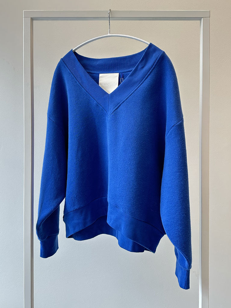 LEENA V-Hals Fleece Sweatshirt – Royal Blå
