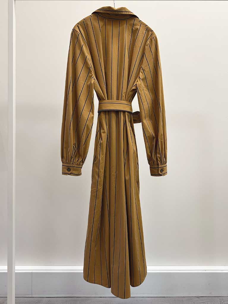 MANHATTAN STRIPE DRESS OCHRE