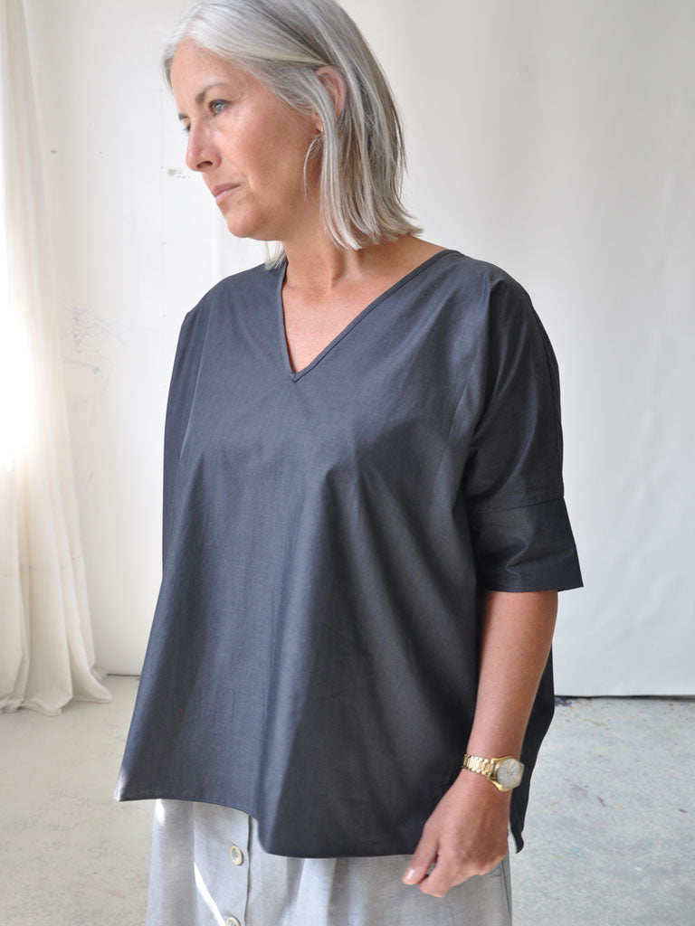 MAVI oversized grå top