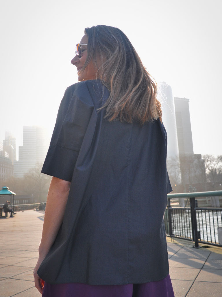 Back of Mavi Top in Grey