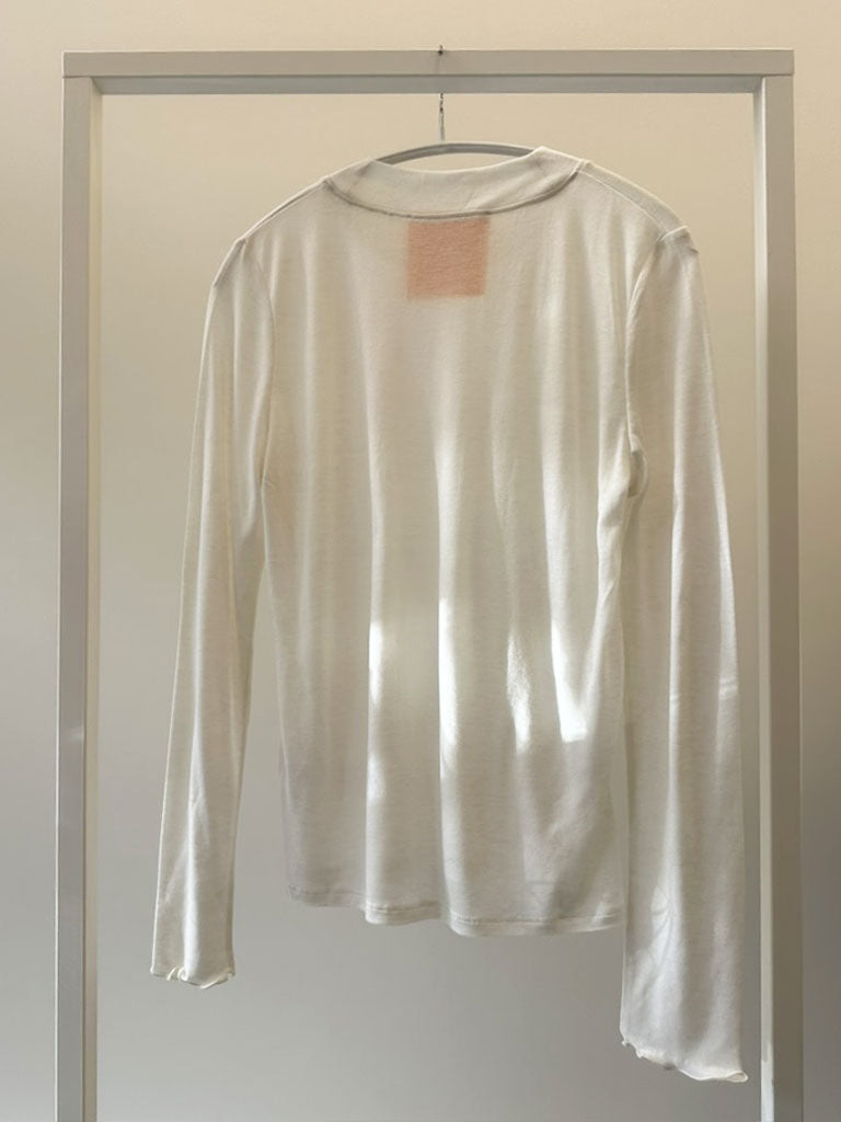 Hvid langærmet top i Tencel/uld-kvalitet - ALANIS