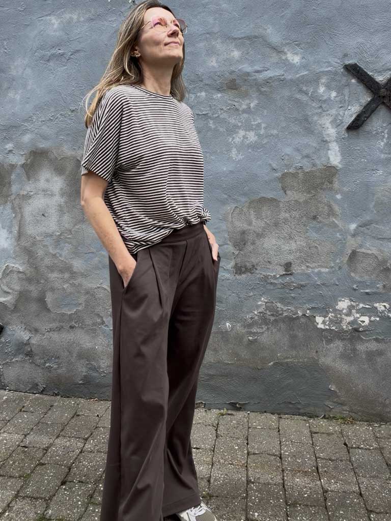 Brown Wide Leg Pants in Mercerized Cotton – PALAZZO