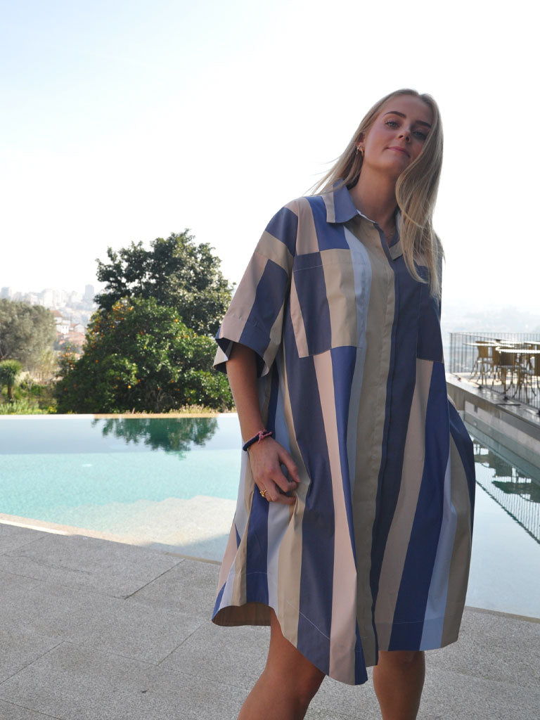 SIENA BLUE STRIPE DRESS