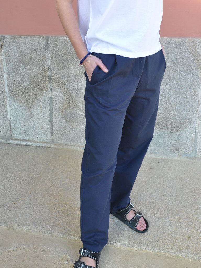 STUDIO PLEAT PANTS NAVY