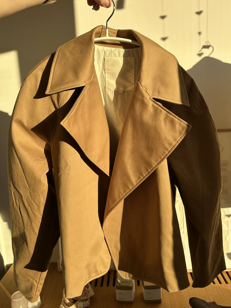 Short Canvas Jacket in Camel Cotton with Ecru Lining – TORRO CANVAS JACKET