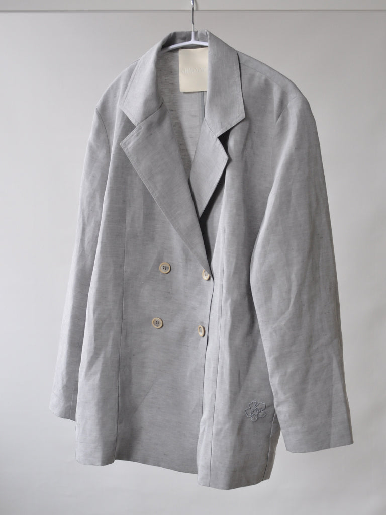 Front of Alexa linen blazer in grey
