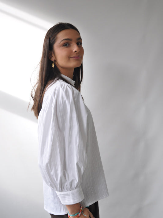 Side of Ava shirt in white