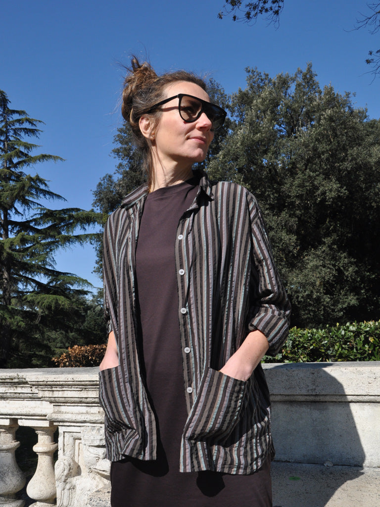 Front of Avio Dress in Brown