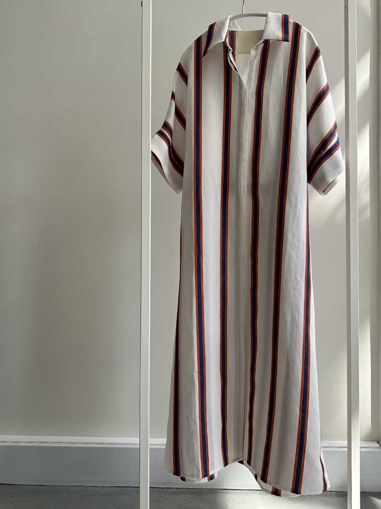 ASSIO Blue Red Stripe Dress Oversized