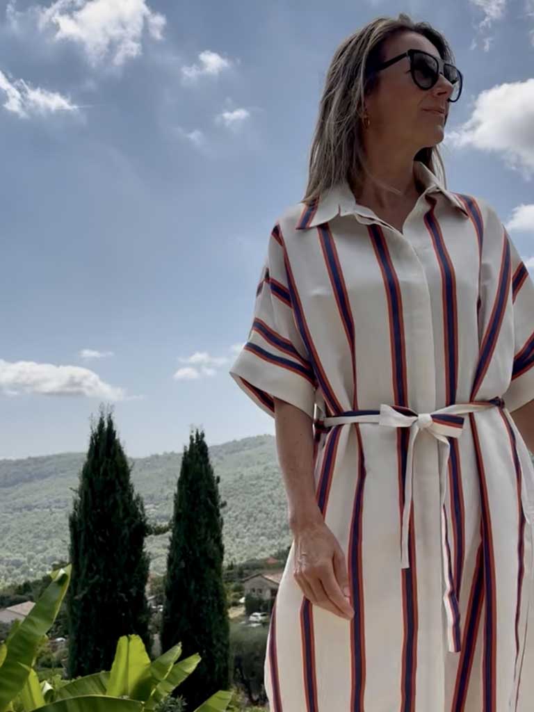 ASSIO Blue Red Stripe Dress Oversized