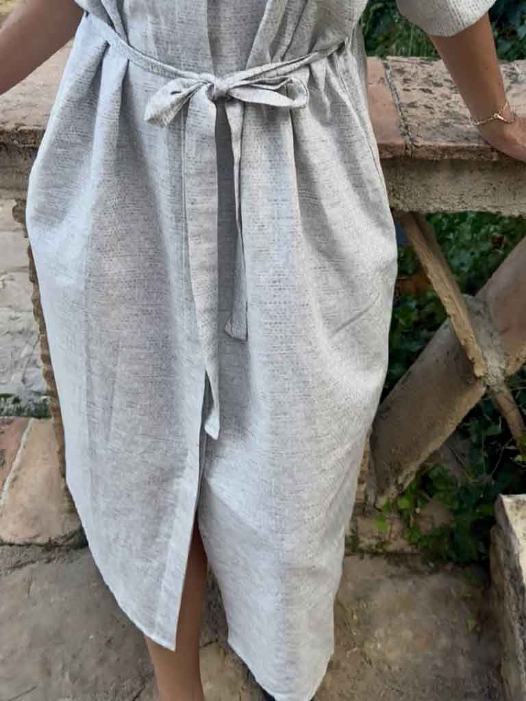 ASSIO Oversized Gray Linen Dress