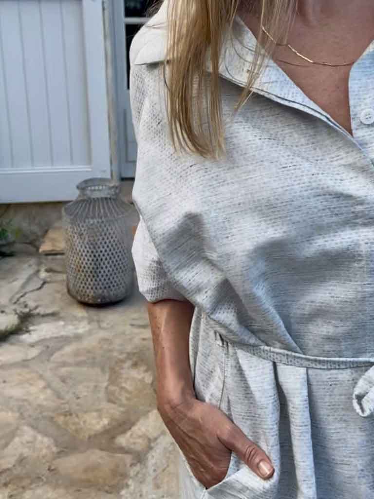 ASSIO Oversized Gray Linen Dress