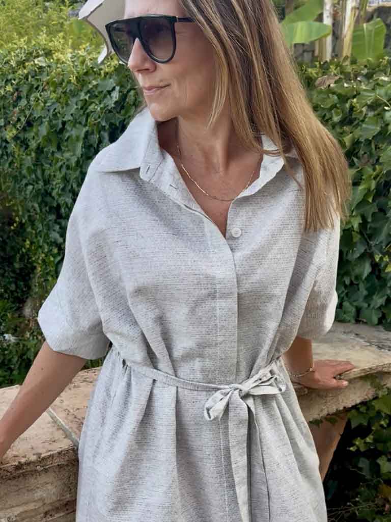 ASSIO Oversized Gray Linen Dress