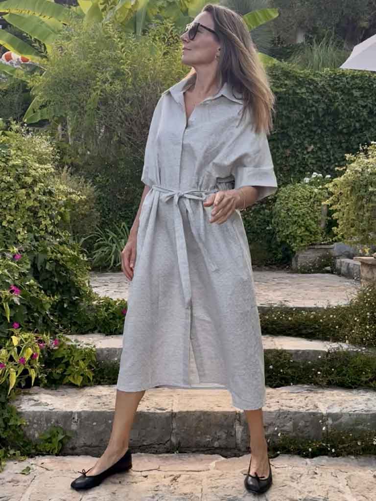 ASSIO Oversized Gray Linen Dress
