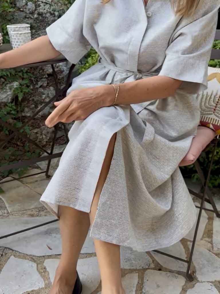 ASSIO Oversized Gray Linen Dress