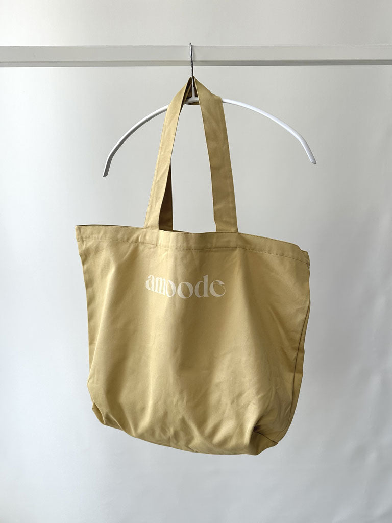 Front of Carrie Canvas Tote Bag in Beige