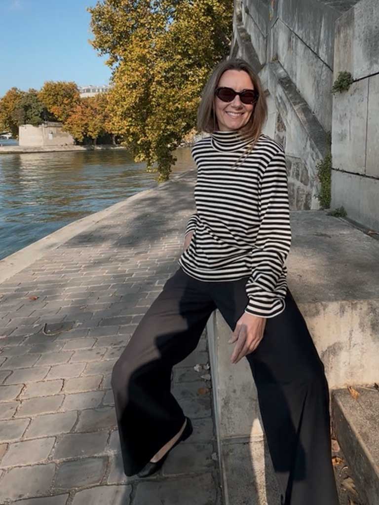 Striped Top with Turtleneck in Cotton Rib and Casual Fit - DONNI TOP
