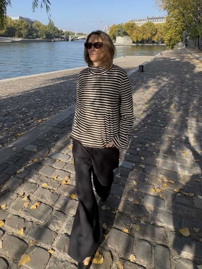 Striped Top with Turtleneck in Cotton Rib and Casual Fit - DONNI TOP
