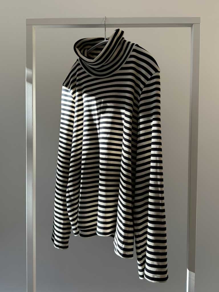 Striped Top with Turtleneck in Cotton Rib and Casual Fit - DONNI TOP