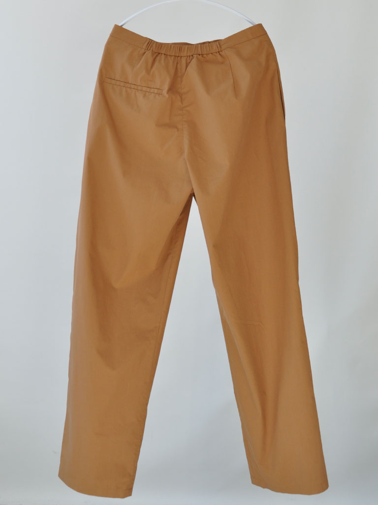 Back of Studio Pleats Pants in Camel