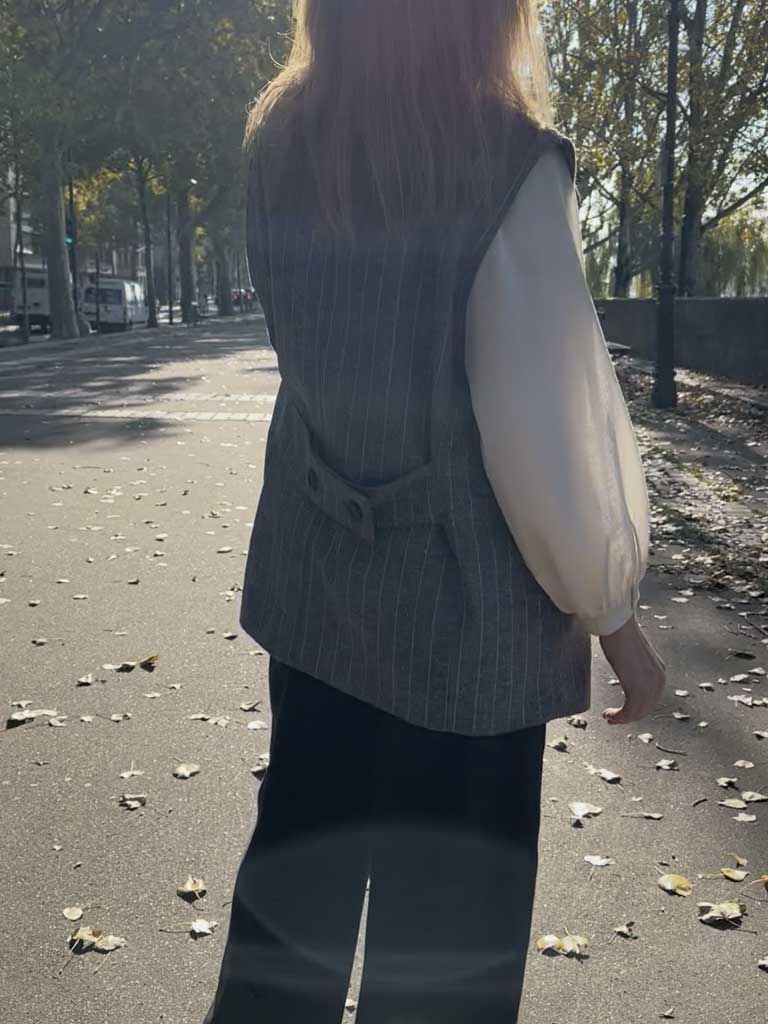 Grå Melange Vest med Nålestriber – ETNA VEST 
