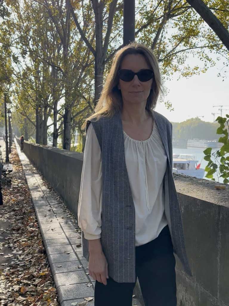 Grå Melange Vest med Nålestriber – ETNA VEST 