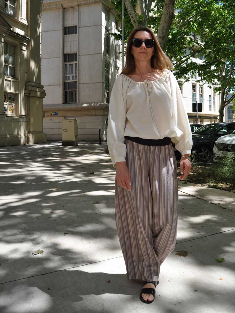 ALEA ROSA STRIBEDE TENCEL BUKSER