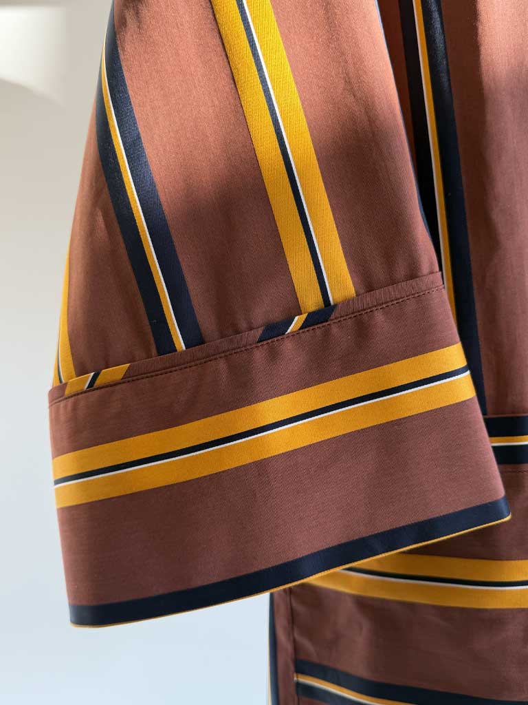 Stribet brun kimono i Tencel – ALEA KIMONO