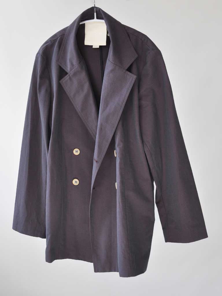 Front of Alexa Blazer in Purple on a hanger