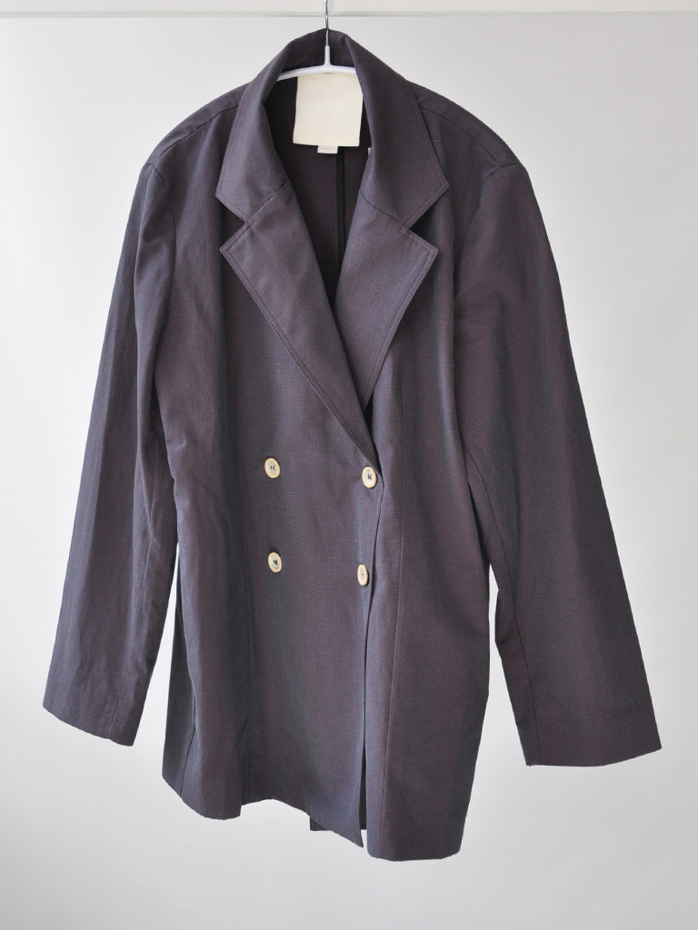 Front of Alexa Blazer in Purple on a hanger