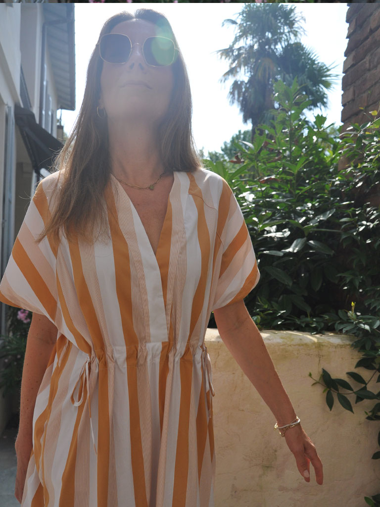 AMBER ORANGE STRIPE DRESS