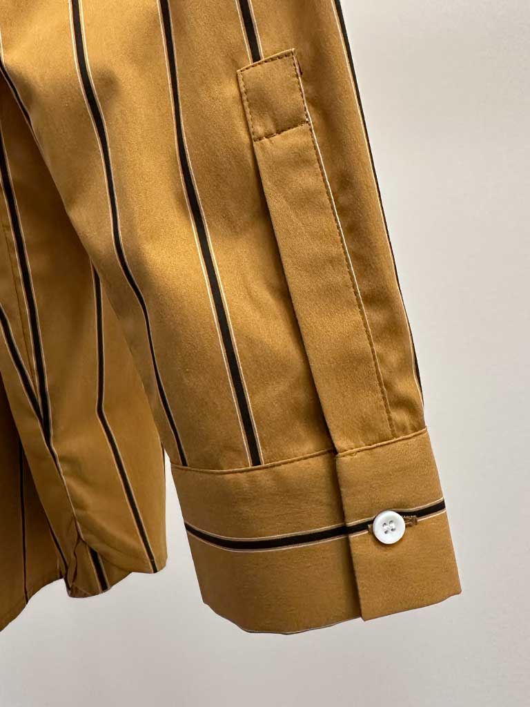 Okker Gul Stribet Oversized Skjorte i Bomuld – ANA
