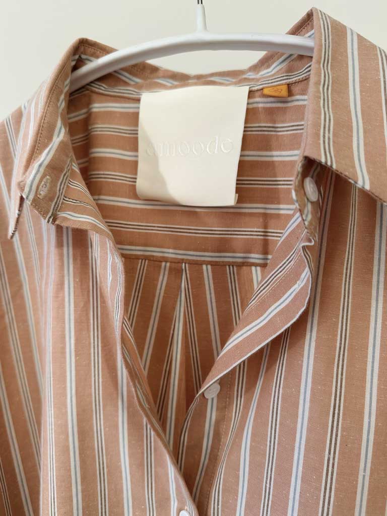 Oversized Skjorte i Rosa og Brune Striber i Bomuld – ANES SHIRT